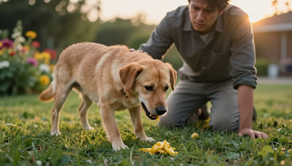 dog throwing up yellow